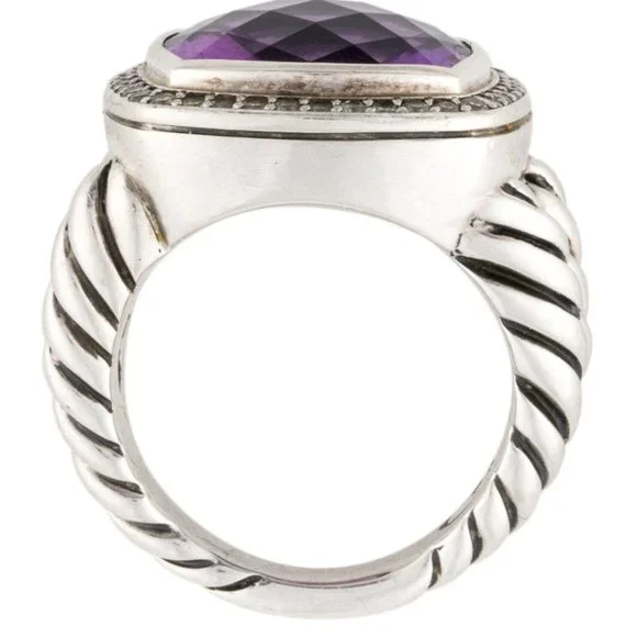 DAVID YURMAN DIAMOND & AMETHYST STERLING SILVER 925 ALBION COCKTAIL RING - Picture 7 of 7